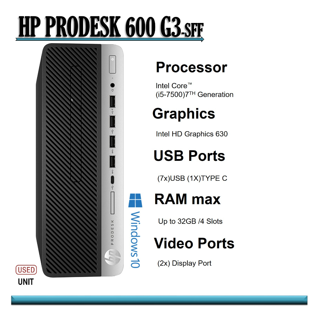 HP ProDesk 600 G3 SFF Desktop PC Intel Core i5 7500(7th Gen) 3.4 GHz