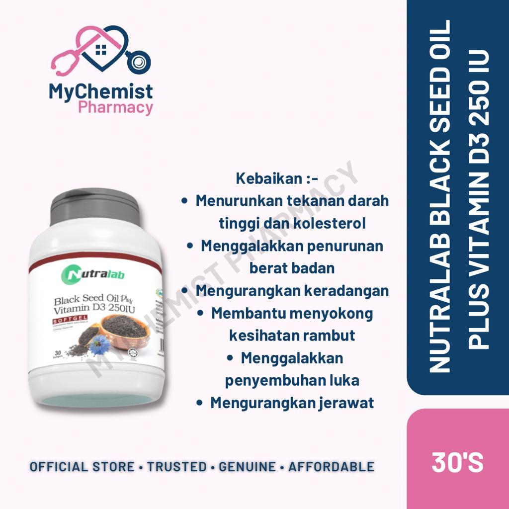 Nutralab Black Seed Oil plus Vitamin D3 250IU 30's (HALAGEL Habatus