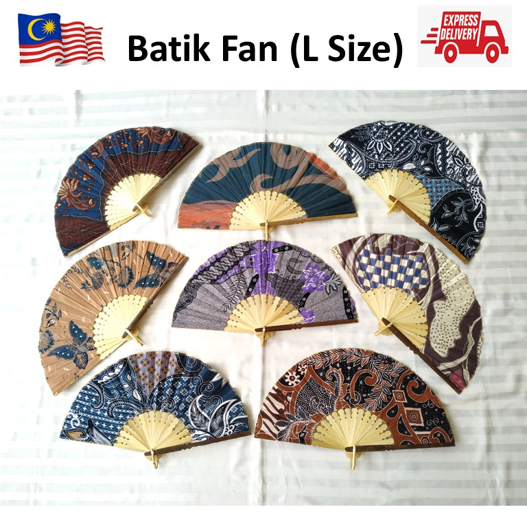 BATIK HAND FAN LARGE SIZE WITH VARIETY/KIPAS TANGAN BATIK SAIZ BESAR
