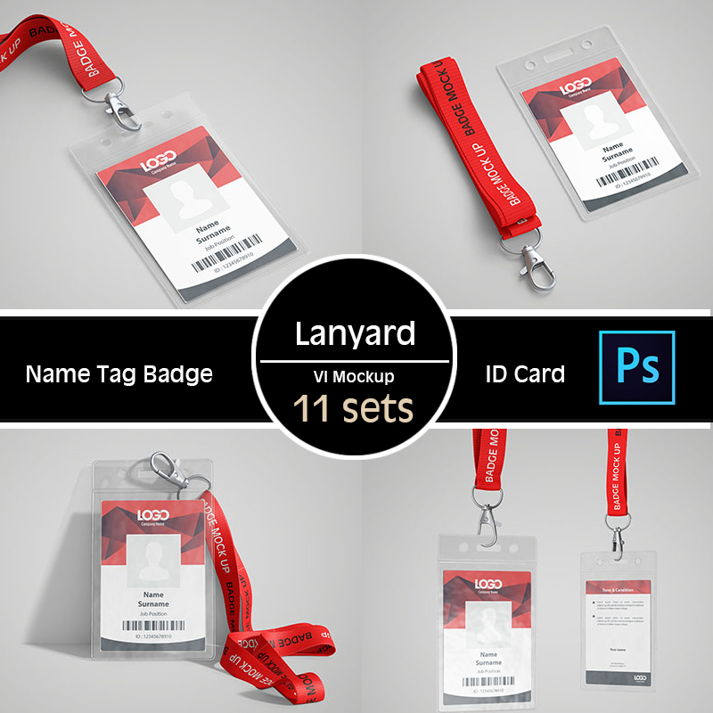VI Mockup Design Template Bundle Pack / Lanyard / Name Tag Badge / ID ...