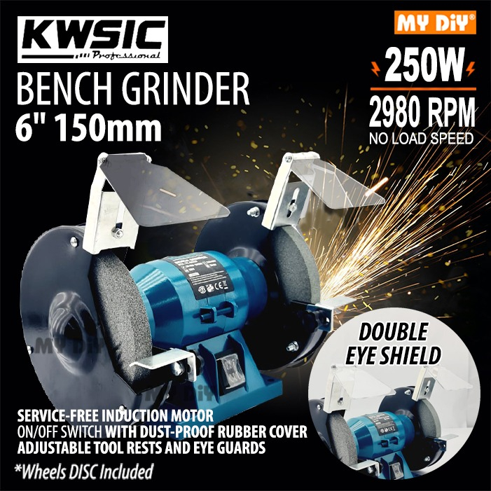 MYDIYHOMEDEPOT KWSIC Bench Grinder Machine 6" 150MM 250W Bench