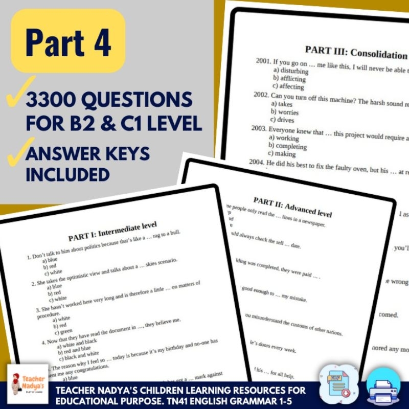[ Printable / PDF ] English Grammar Exercises With Answers A1, A2, B1 ...
