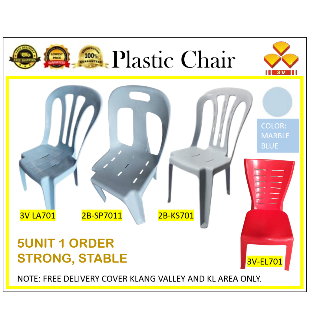 PLASTIC CHAIR (5 UNIT 1 SET) (FREE DELIVERY KLANG VALLEY AND KL