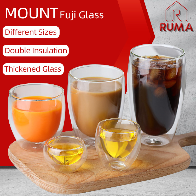 【Fast Ship】Double Wall Glass Cup Coffee Glass Cup Mug Double Layer