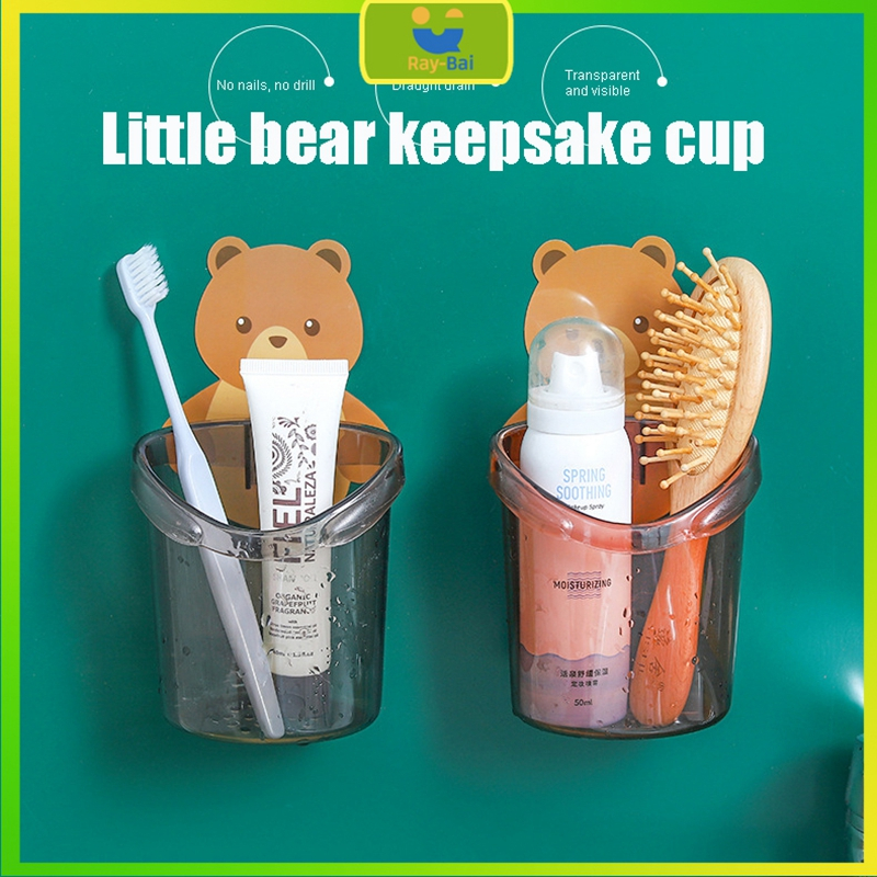 Wall Mount Toothbrush Cup Holder Bathroom Free Punch Toothbrush Storage