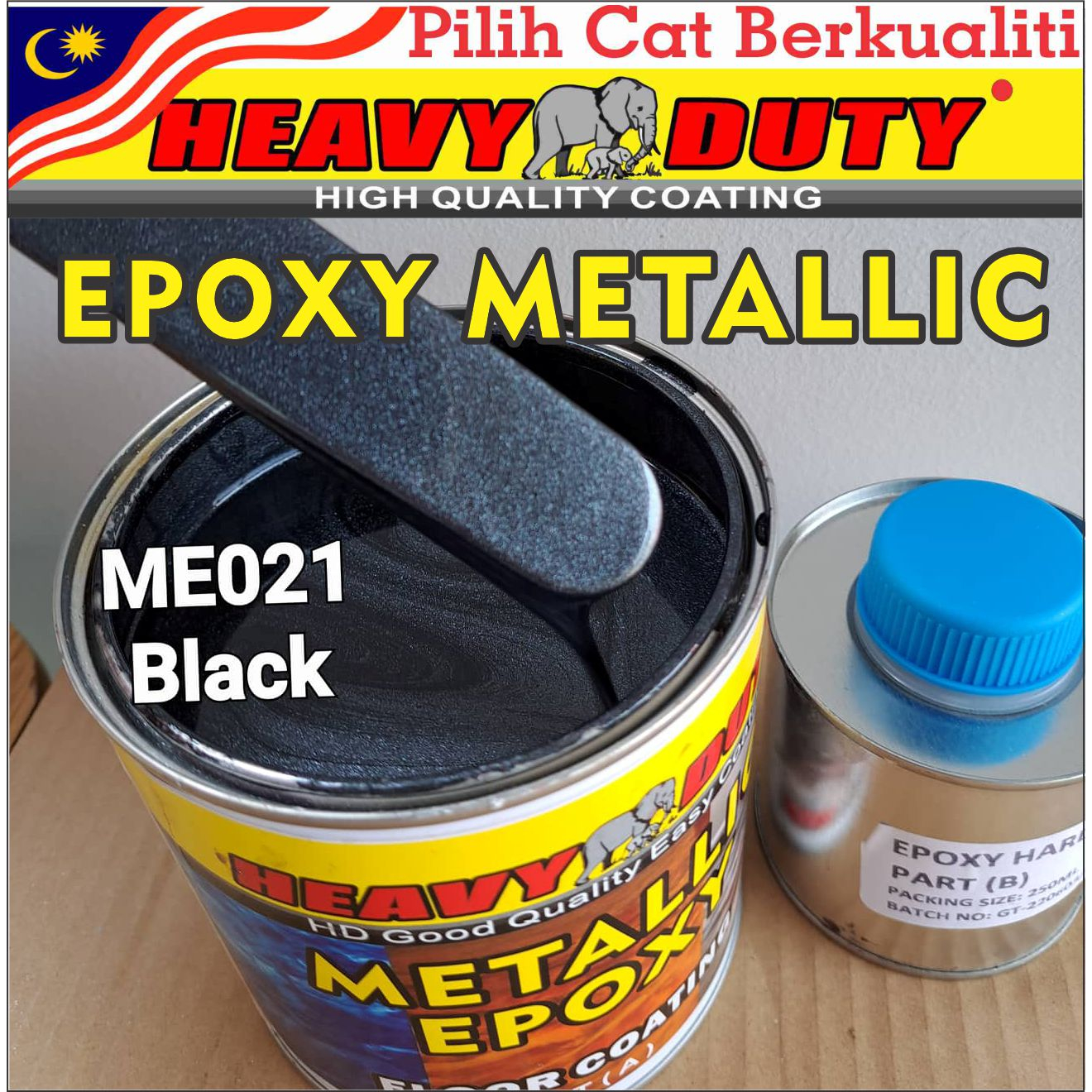 ME021 BLACK ( Metallic Epoxy Paint ) 1L METALLIC EPOXY FLOOR PAINT