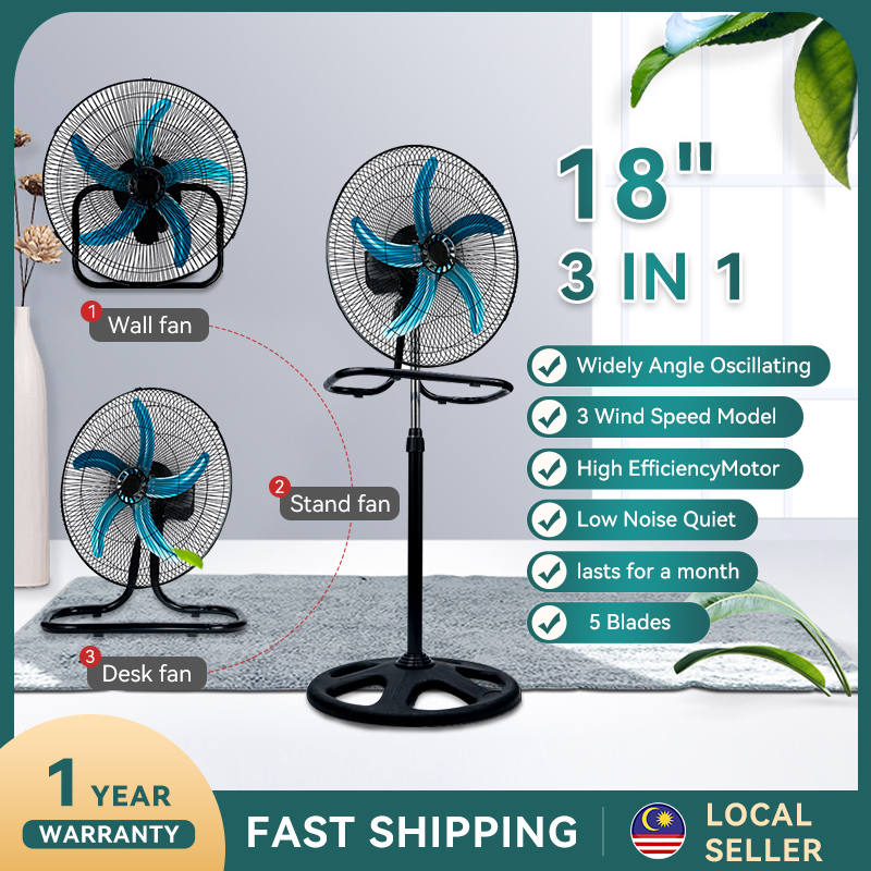 【1 year warranty】 kipas industri industrial Fan 18 inch 5 Blades 3 ...