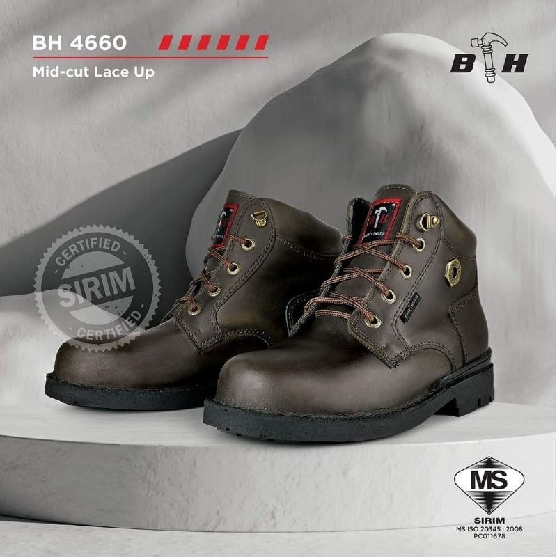 Ready Stock. BH 4660 Black Hammer Mid Cut Lace Up Safety Shoes ( SIRIM