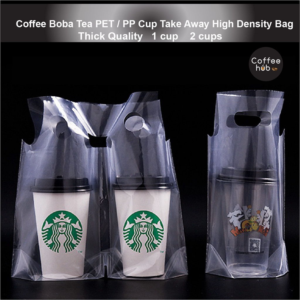 (READY STOCK)Paper Cup Plastic Bag Thickened Disposable Take Away ...