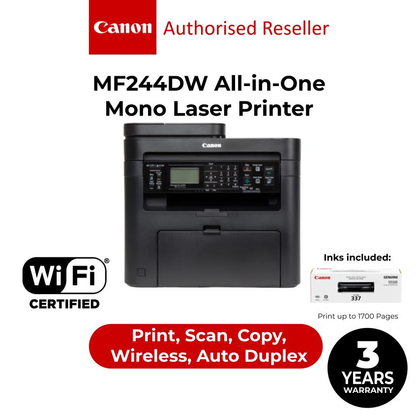 Canon ImageCLASS MF244dw All In One Monochrome WiFi Laser Printer   My 11134207 7qul2 Lh345q2mxq7qaa