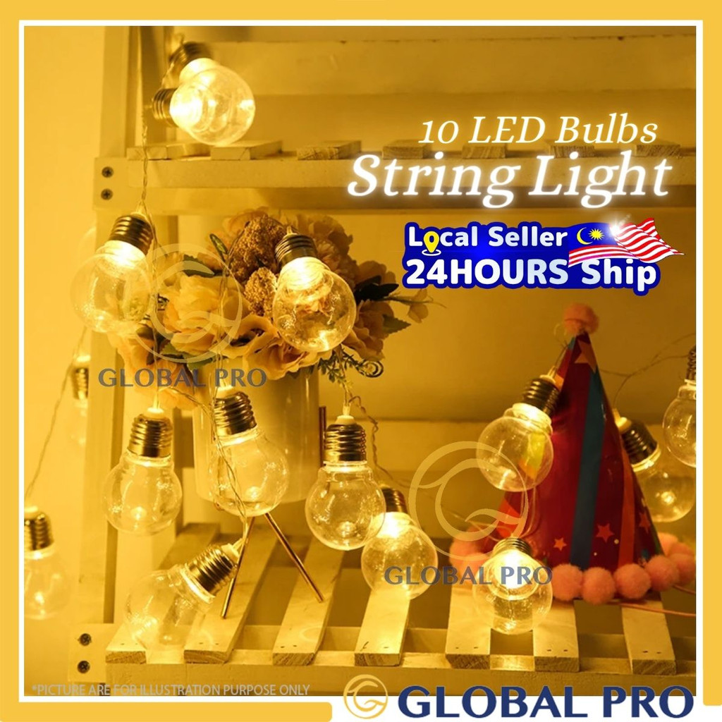 10L Round Bulb Light LED Fairy String Lights Hanging Fairy Night Light ...
