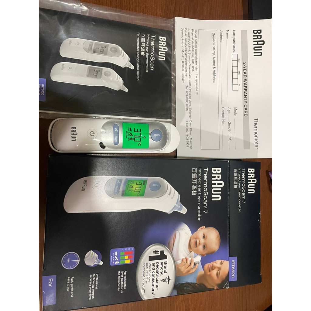 100 ORIGINAL Braun ThermoScan 7 Thermometer (IRT6520) 2 YEARS WARRANTY