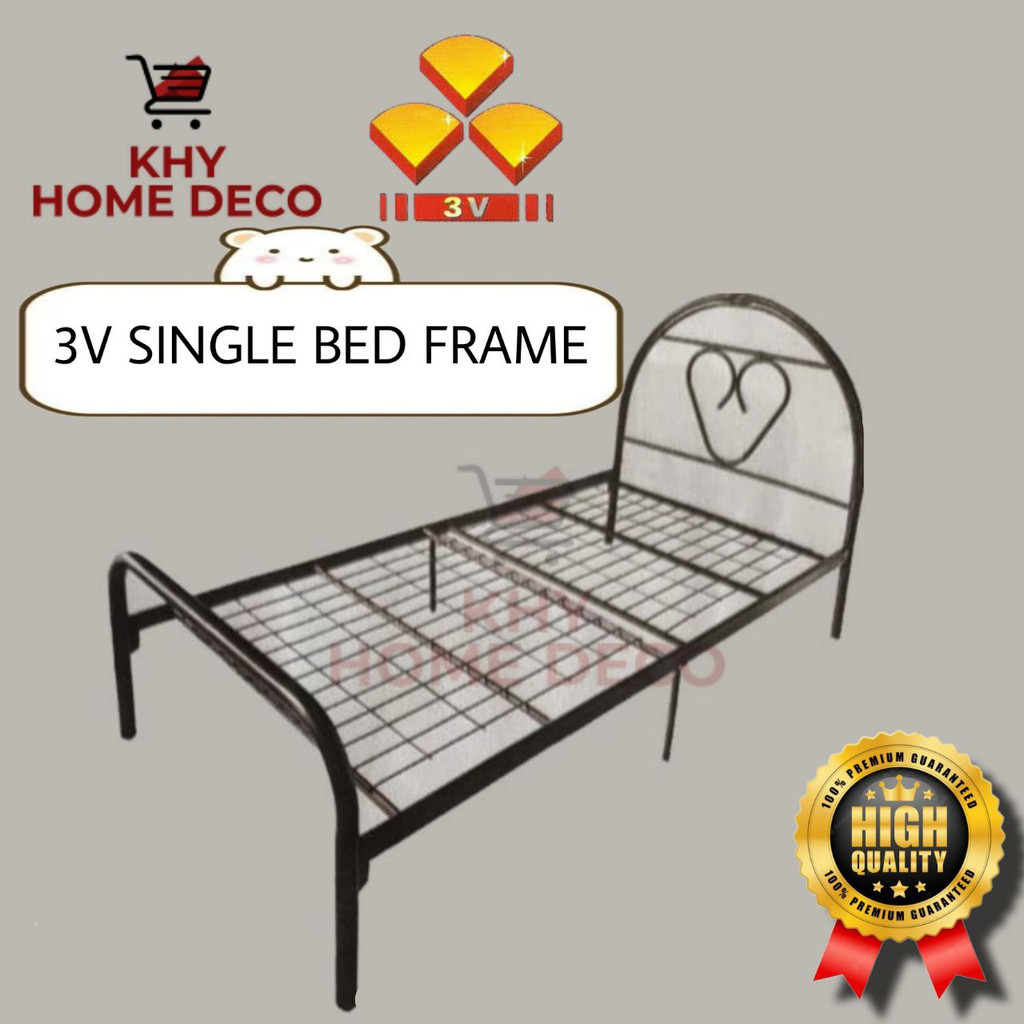 [100 ORIGINAL] 3V Powder Coat Metal Single Bed Frame Katil Bujang