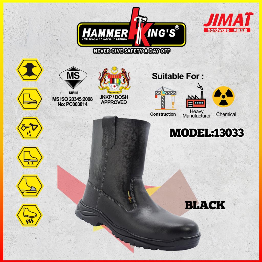 Hammer Kings Standard Safety Boots 13033 Mens Shoes High Cut Steel Toe