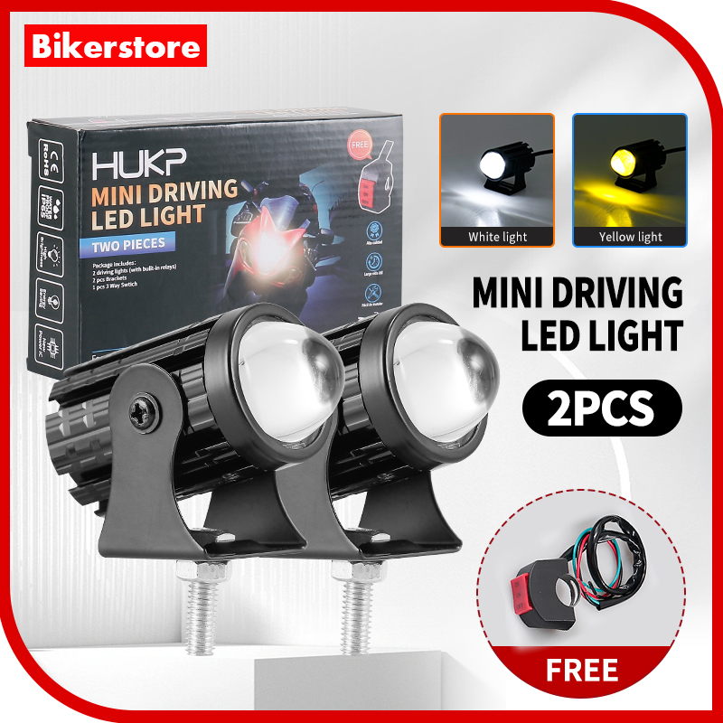 Free Switch LED Spotlight Mini Fog Lights High Power 6000K Headlamp