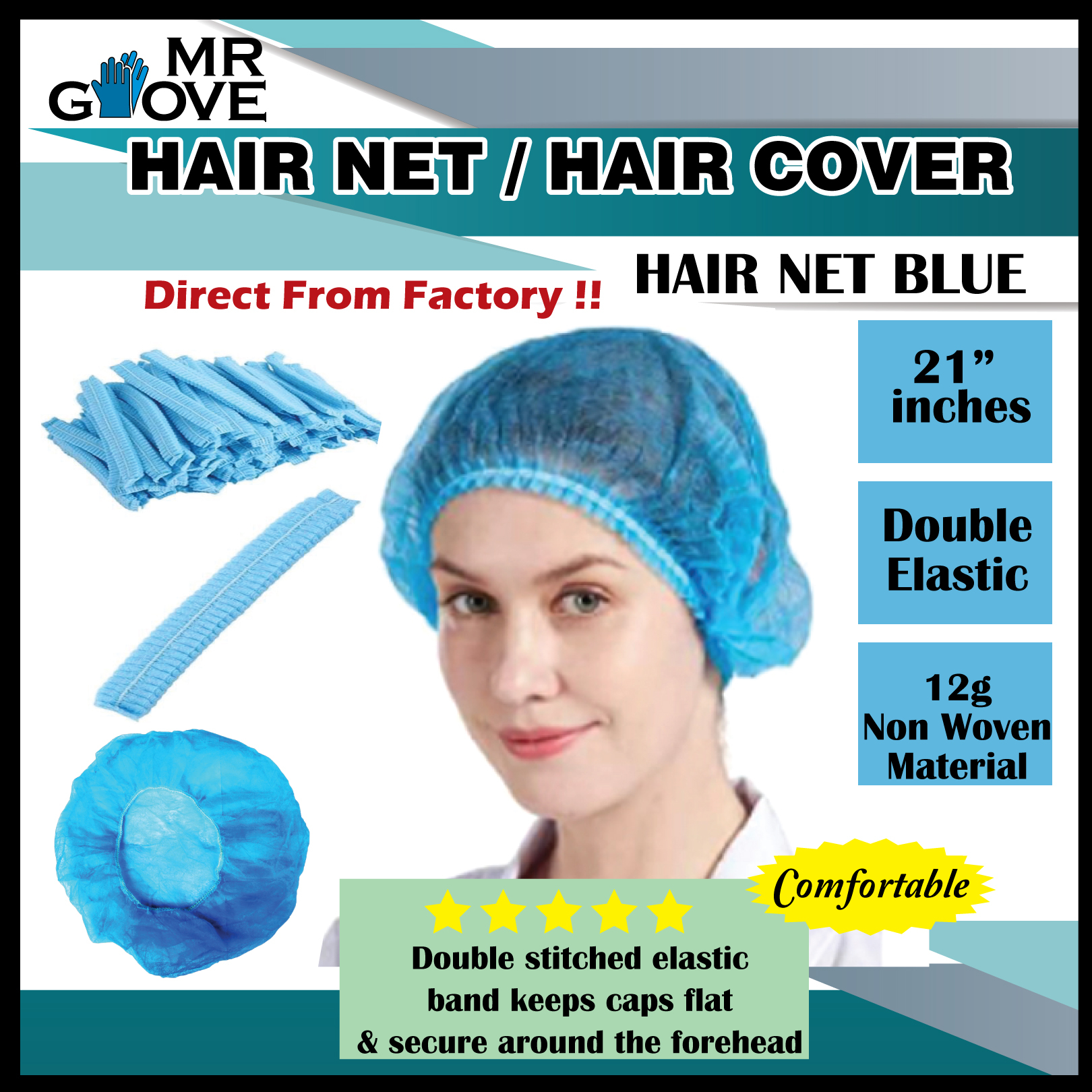 VMED Prohealthcare Disposable Non-Woven Hair Net Surgical Cap 1 Pack 100 Pcs I2243608361