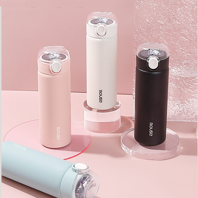 380ml Fashion 304 Stainless Steel Vacuum Flask With Straw Portable Cute
