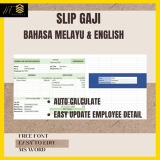 Slip Gaji Templat Payroll Template Pay slip Template Auto Calculate ...