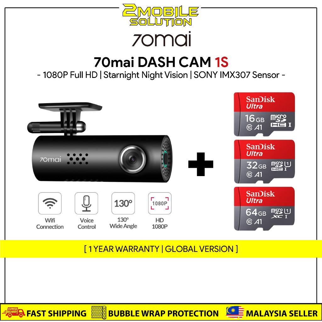 70mai Smart Dash Cam 1S D06 [Full HD 1080P, Sony IMX307 Sensor ...