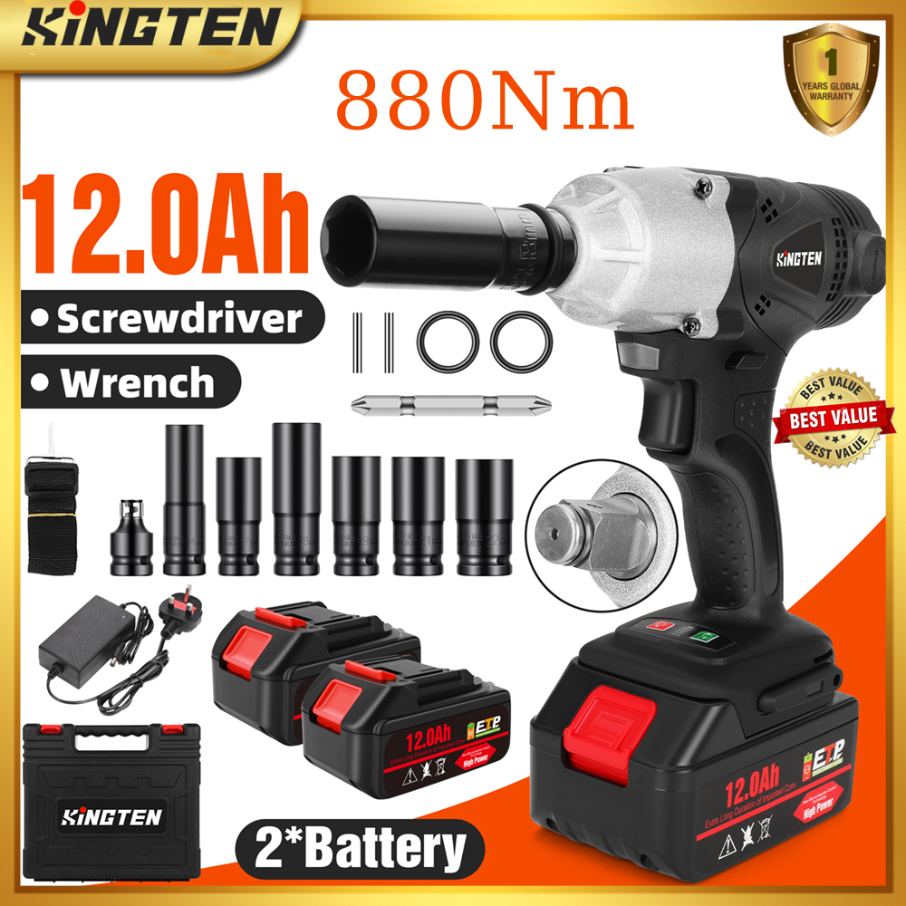 Cordless Impact Wrench Heavy Duty 988VF 880N.m 6 Size Electric Impact