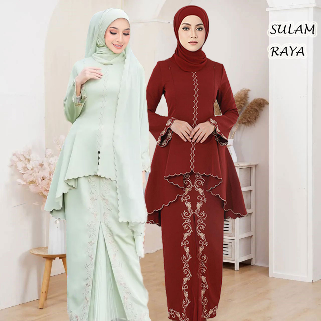 Baju Raya Akad Nikah Perempuan Kebaya Ironless Lace Baju Kurung Moden