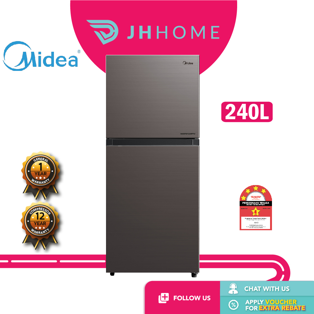 Midea 240L 2 Doors Inverter Quattro Refrigerator MDRT307MTB28-MY ...