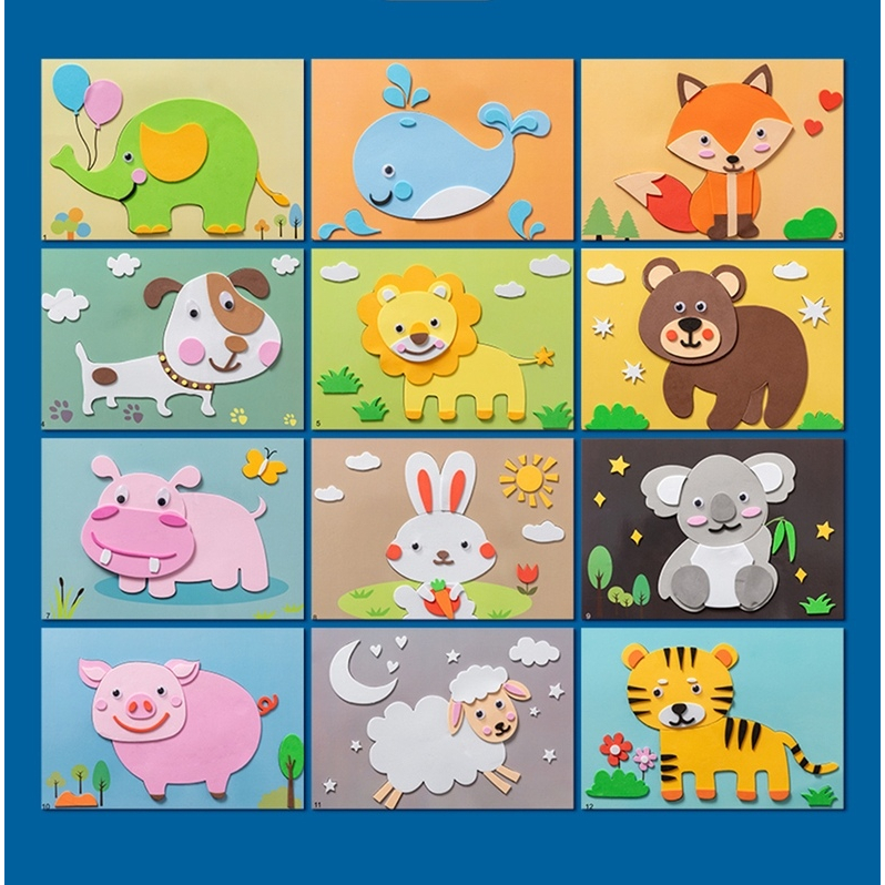 Eva Foam Sticker for kids 12pcs 3D Foam Sticker Animal Art Craft