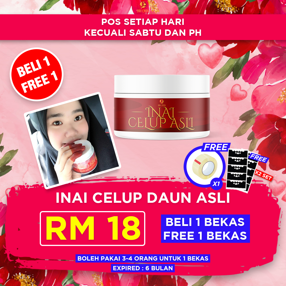 BELI 1 FREE 1 + FREE 3 ITEM - Inai Celup Daun Asli Jari Cantik 100gm ...