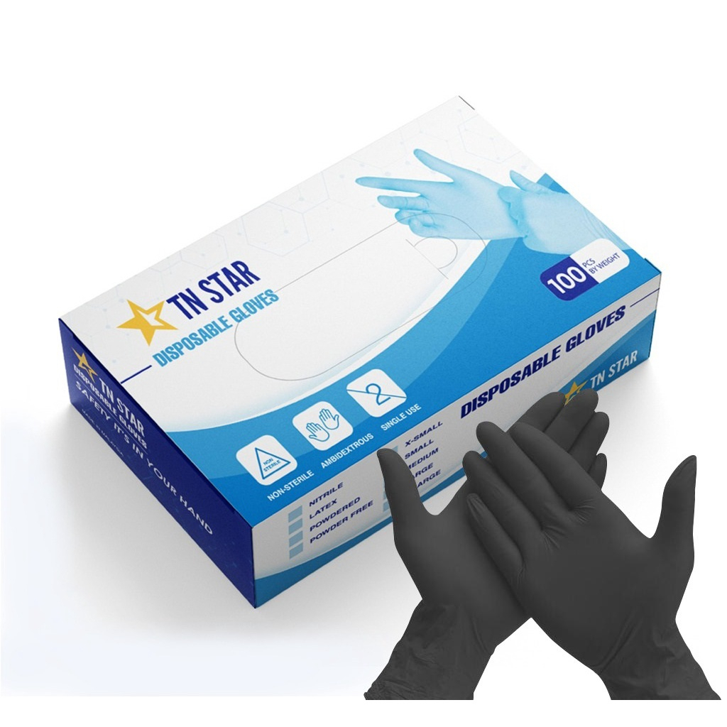 TN STAR Nitrile Gloves Powder Free 50/100pcs per boxBlue, Black