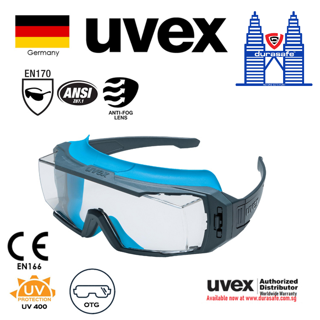 UVEX 9142100 Super OTG Guard CB Safety Spectacle Blue Frame Clear ...