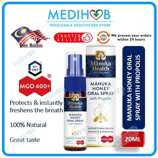 Manuka Health Manuka Honey Mgo 400 And Propolis Oral Spray 20ml Exp 1372024 Shopee Malaysia