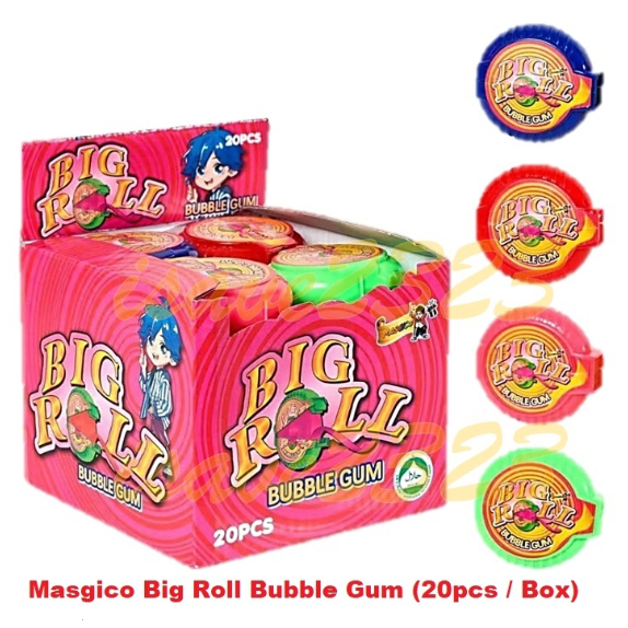 30 Pcs Bubble Gum Roll Tape Chewing Gum Mix Fruit/ Big Roll Bubblegum/ Hubba Bubba/ Tiger