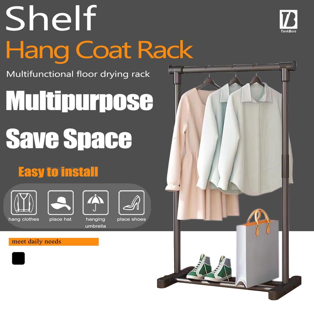 READYSTOCK Single/Double Pole Strong Steel Structure Laundry Rack Cloth ...
