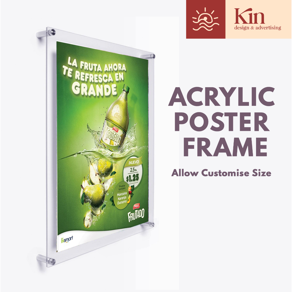 KIN - Acrylic Poster Frame / Sandwich Frame / Signage / Indoor Acrylic ...