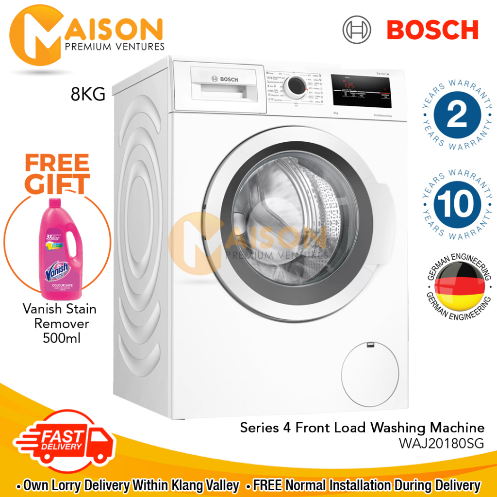 Bosch Front Load Washer 8KG WAJ20180SG Series 4 Shopee Malaysia