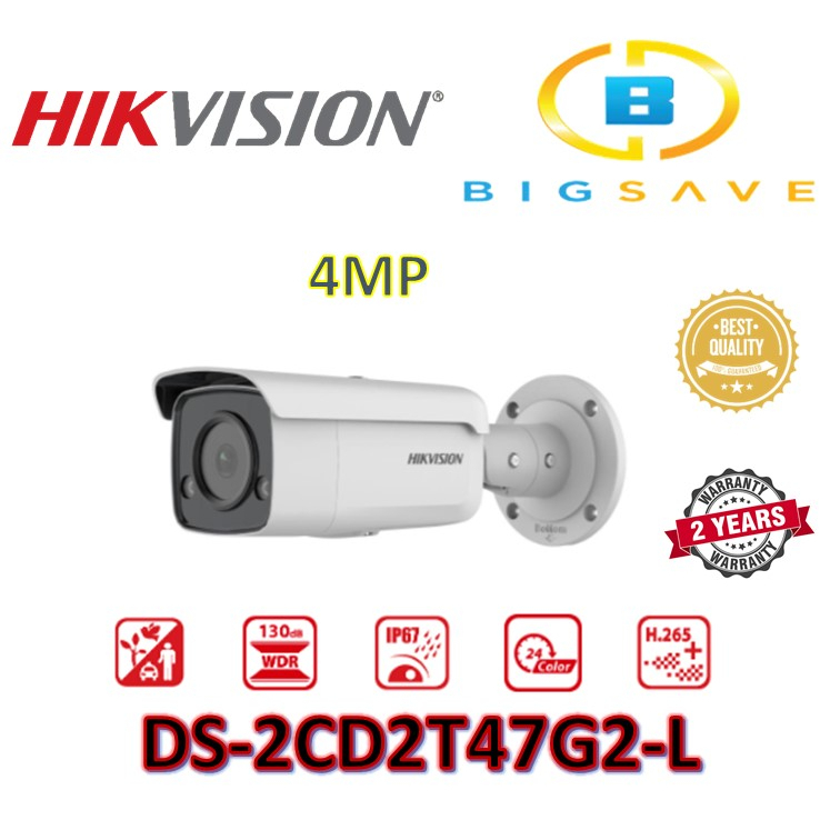 HIKVISION 4MP DS2CD2T47G2L COLORVU FIXED BULLET NETWORK CAMERA (4MM