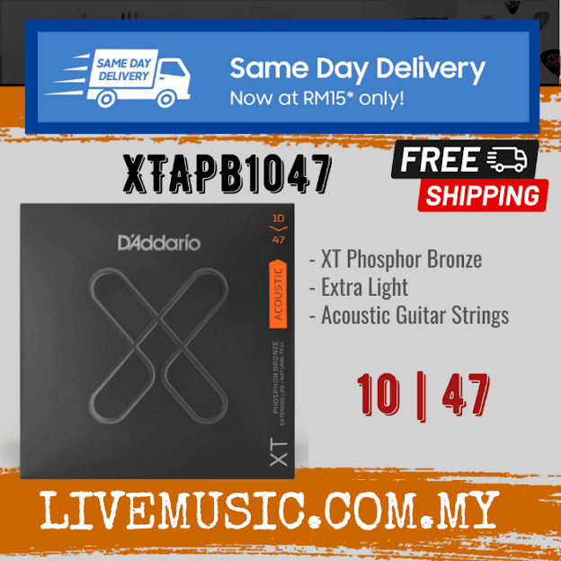 D'Addario XTAPB1047 XT Acoustic Phosphor Bronze Strings, Extra Light