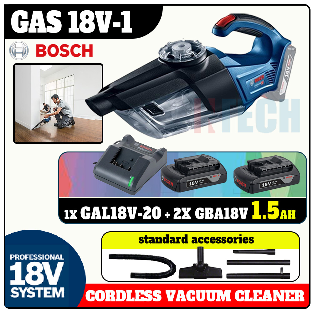 BOSCH GAS18V1 18V CORDLESS VACUUM CLEANER C/W GAL18V20 QUICK CHARGER + GBA18V 1.5AH BATTERY