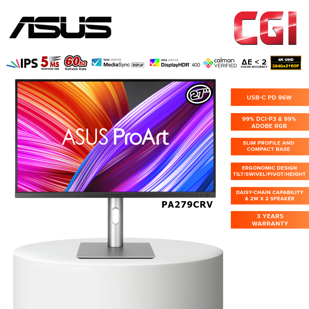 Asus ProArt PA279CRV 4K UHD USBC Professional Monitor (27"/60Hz/5ms/IPS) Shopee Malaysia