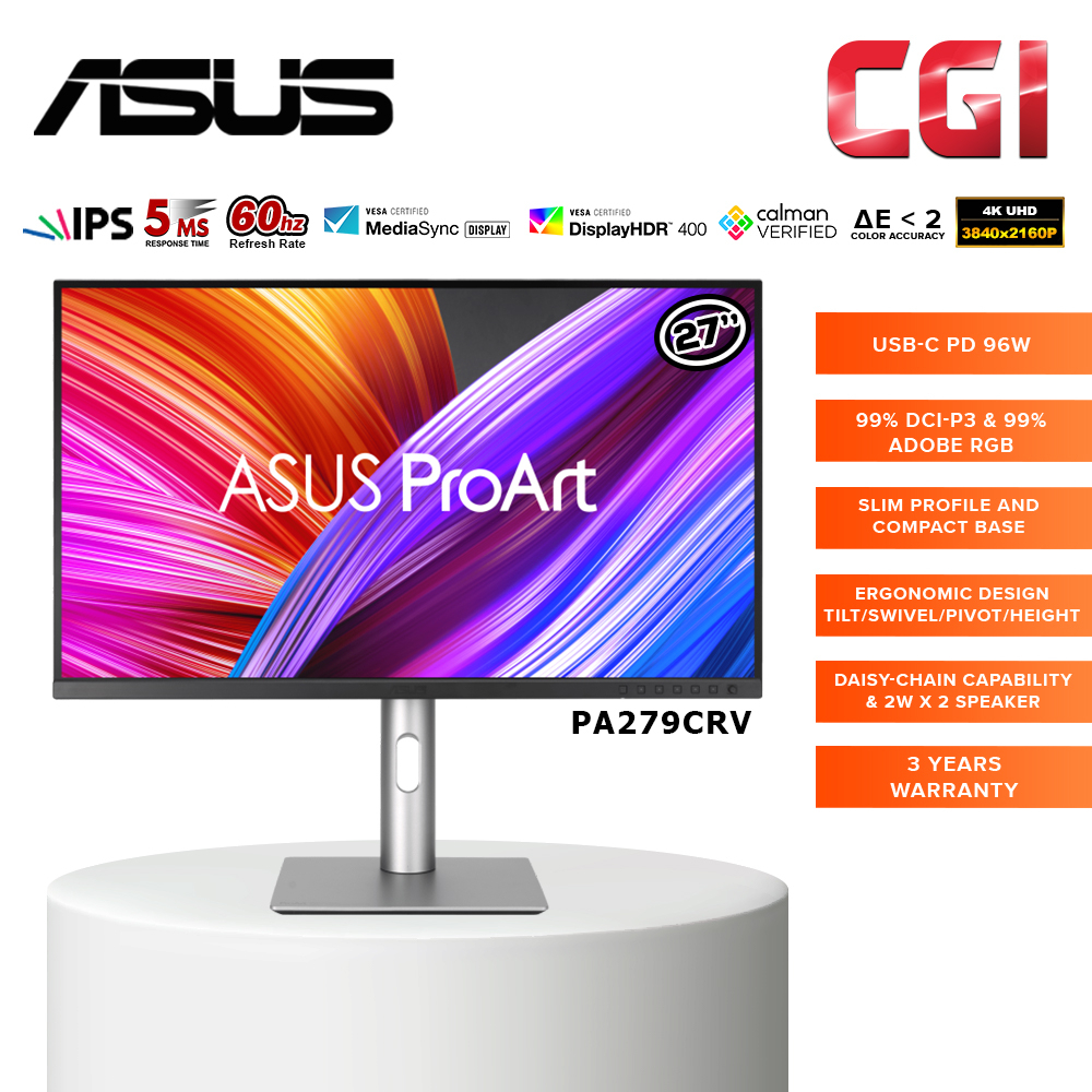 Asus ProArt PA279CRV 4K UHD USB-C Professional Monitor (27"/60Hz/5ms ...