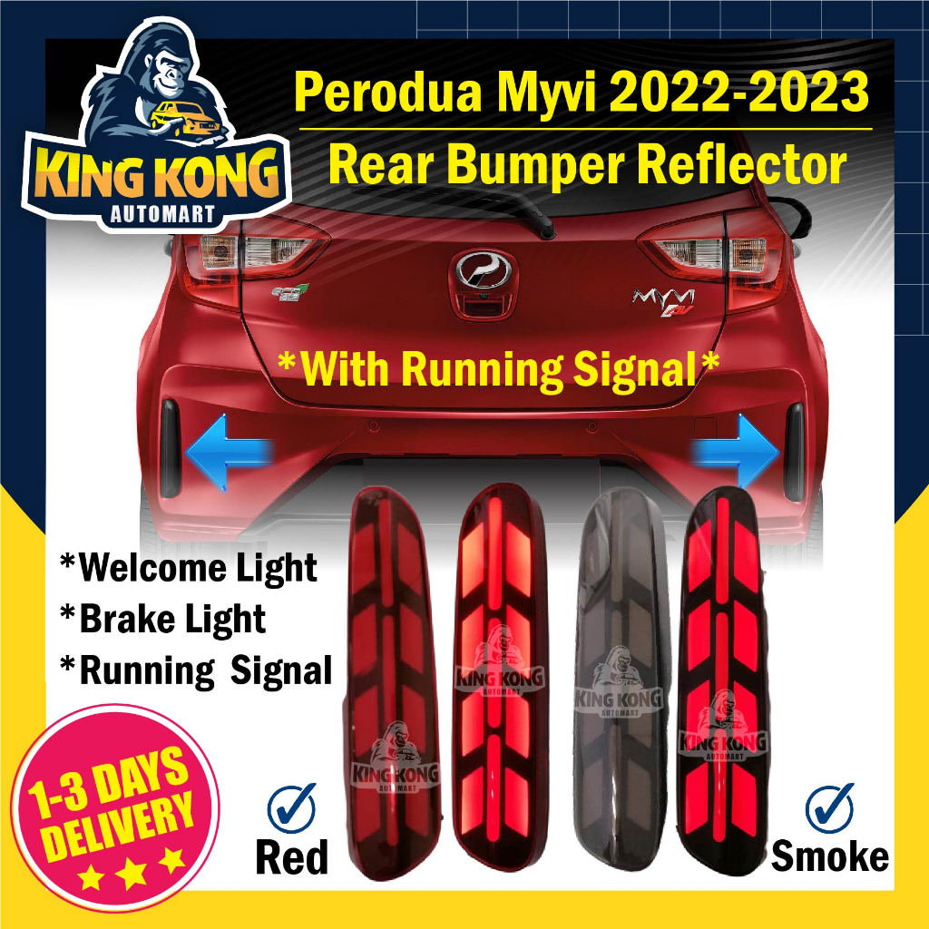 Perodua Myvi 2022-2023 Rear Bumper reflector new version Red/Smoke Rear ...