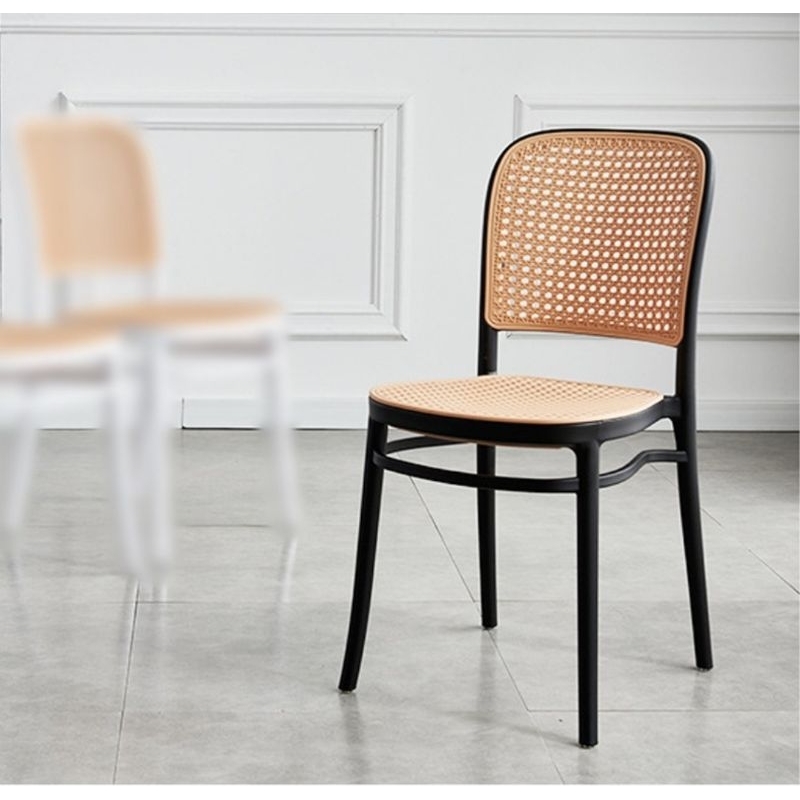 SALMA Nordic Dining Plastic Chair Rattan Style | Shopee Malaysia