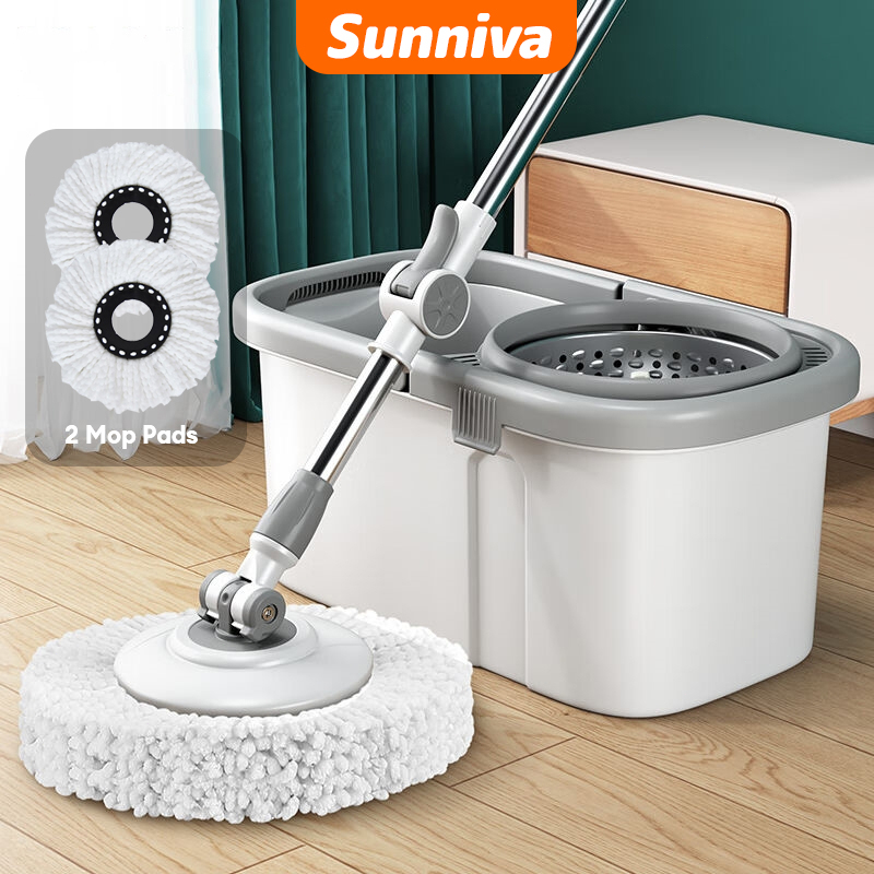 Round Lantai Spin Mop Set With Bucket 360 Rotating Floor Mop Quick Dry Wash Mop Lantai Mop