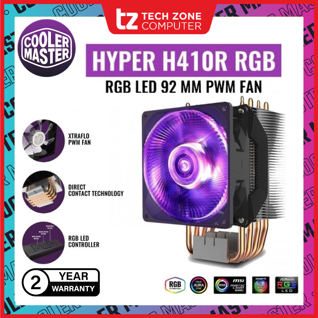 Cooler Master HYPER H410R RGB CPU Cooler With RGB LED PWM FAN RRH410