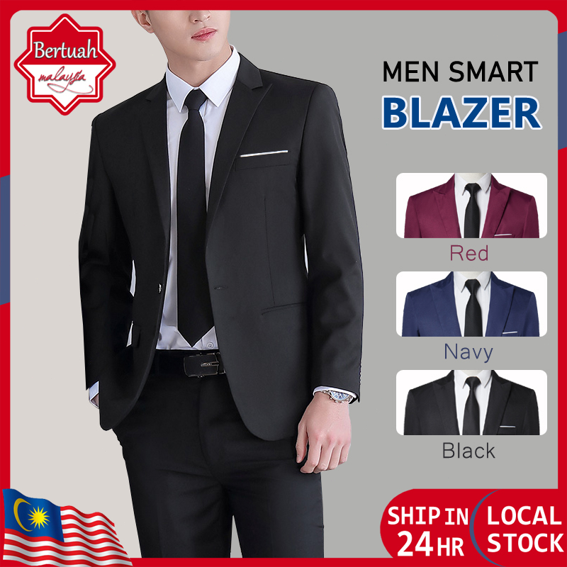 Men Blazer Slim Fit Formal Business Jacket Office Wedding Blazer For ...