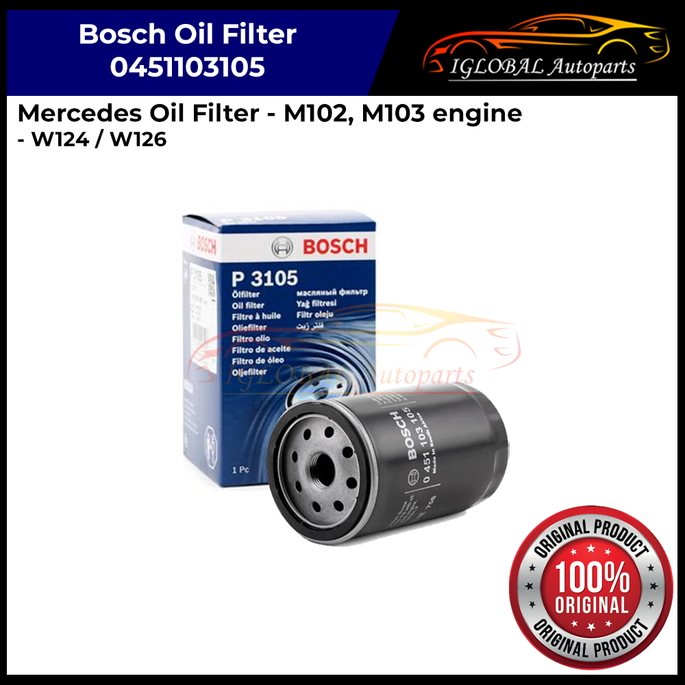 Bosch Oil Filter P3105 MercedesBenz W124 W126 (M102 M103 engine