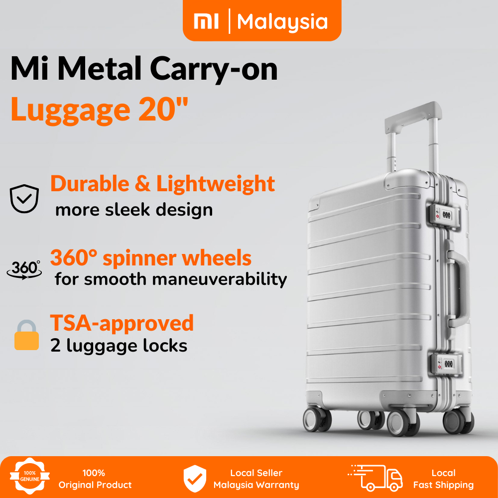 Xiaomi Metal Carryon Luggage 20" (TSAapproved dual locks Fourlevel adjustable handle