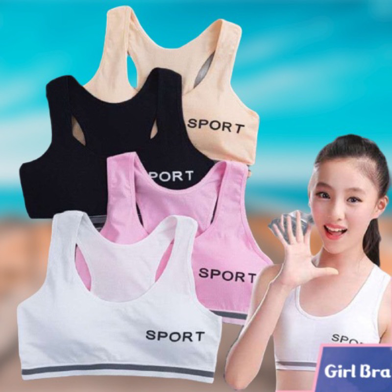 Teenage Girl Training Bra With Chest Pad Sports Bra 8-14 Years Cotton Kids  Underwear