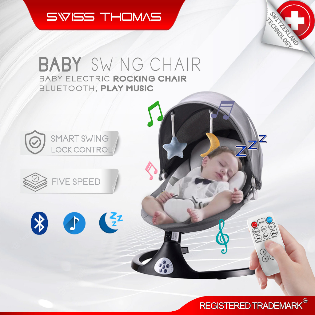SwissThomas Mastela 3IN1 Baby Swing Newborn Mosquito Auto Swing Leaf