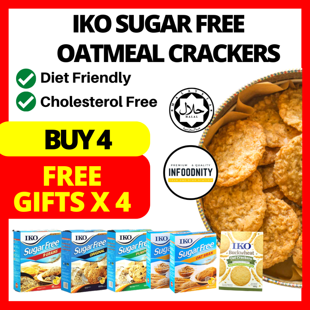 IKO No Sugar Free Oat Crackers Oatmeal Healthy Diet Snack Breakfast Oat